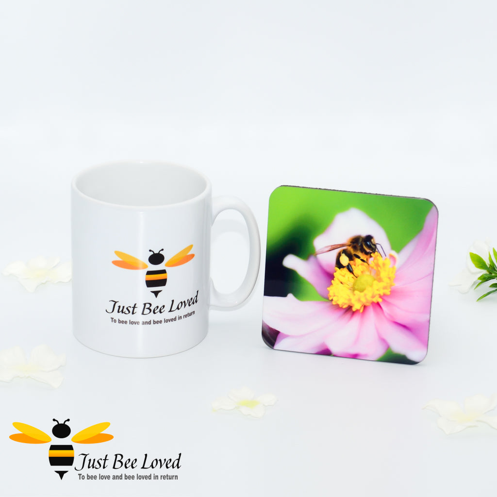 Just Bee Loved Signature Bee Mug and Photographic Coaster Set by Landscape & Nature Photographer Yasmin Flemming