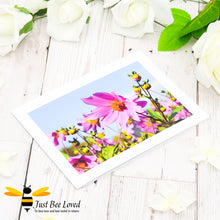 Load image into Gallery viewer, Bee and Bug in Field of Flowers Photographic Blank Greeting Card image by Landscape &amp; Nature Photographer Yasmin Flemming