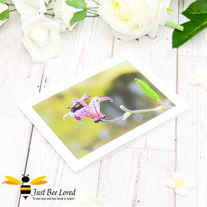 Bumblebee inside Flower Cup Photographic Blank Greeting Card image by Landscape & Nature Photographer Yasmin Flemming