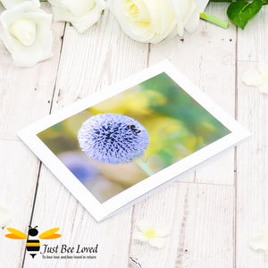 Bumblebee and Globe Thistle Photographic Blank Greeting Card image by Landscape & Nature Photographer Yasmin Flemming