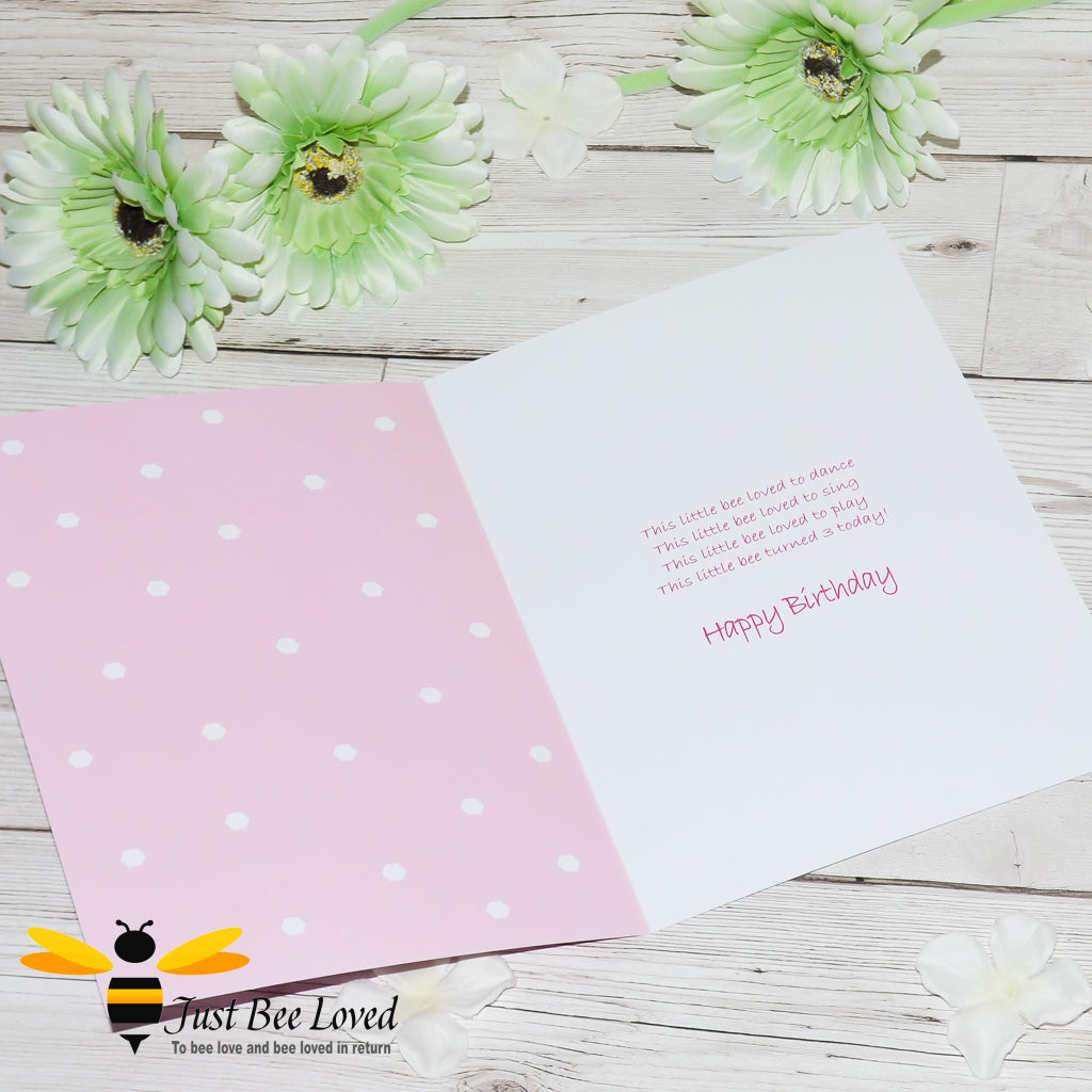 Just Bee Loved children's 'Little Bee' greeting card with 'This Little Bee' poem.
