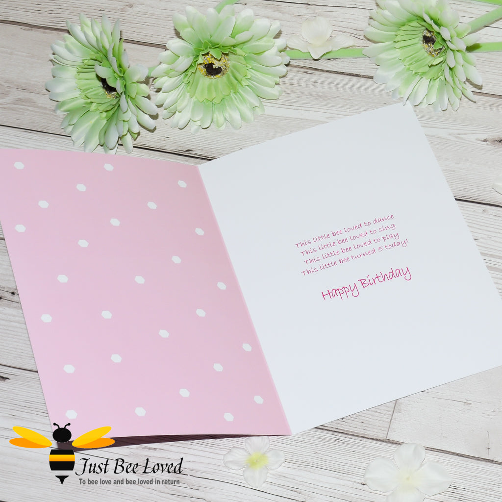 children's 'Little Bee' birthday greeting card with a bee themed poem.