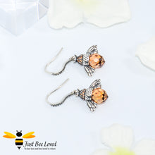 Load image into Gallery viewer, Sterling Silver 925 Queen Honey Bee Drop Earrings