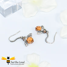 Load image into Gallery viewer, Sterling Silver 925 Queen Honey Bee Drop Earrings
