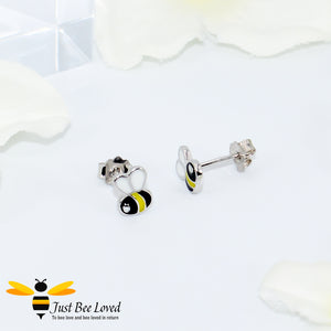 Sterling Silver 925 Black & Yellow Enamelled Stud Earrings
