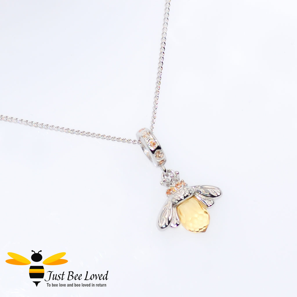 Sterling Silver 925 Honey Bee Pendant Necklace