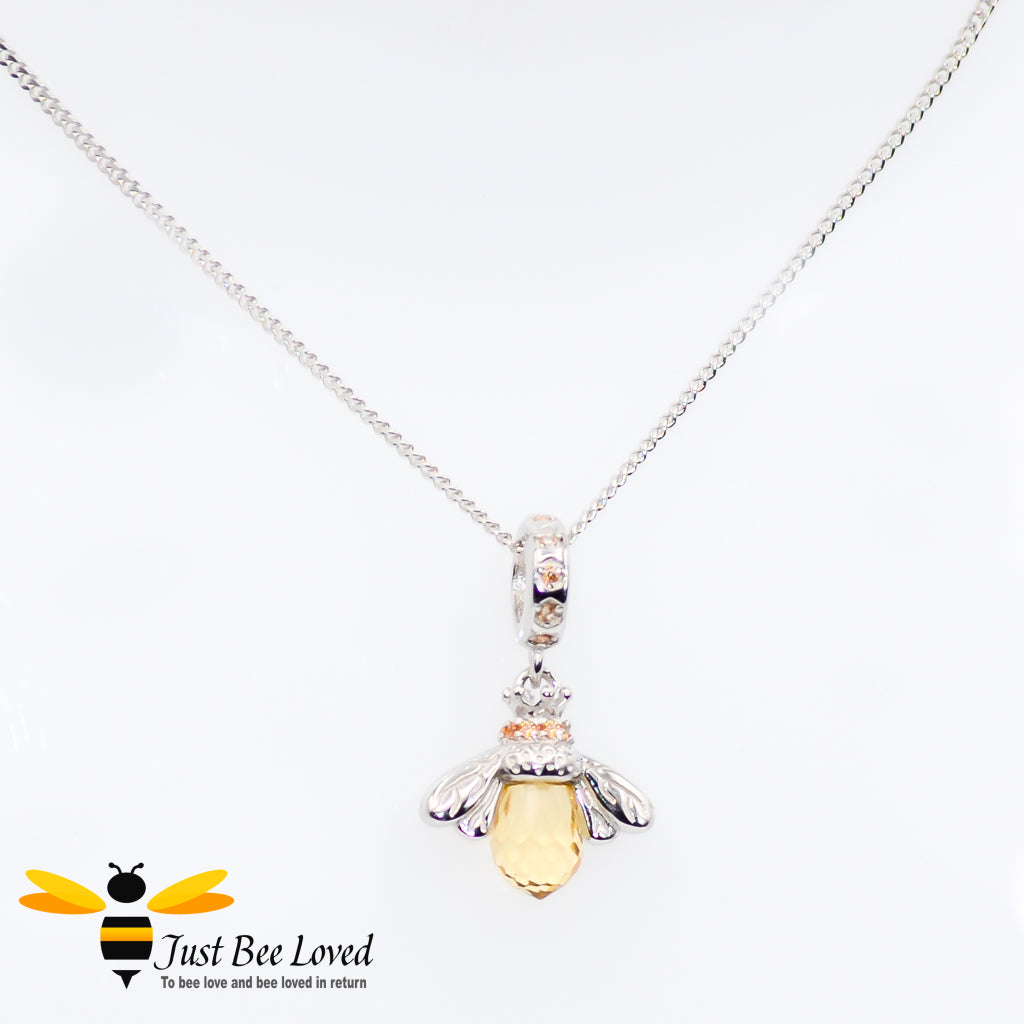 Sterling Silver 925 Honey Bee Pendant Necklace