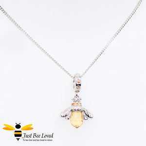Sterling Silver 925 Honey Bee Pendant Necklace