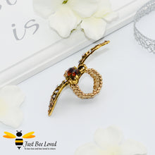 Load image into Gallery viewer, Rhinestone Bee Antique Gold Statement Ring Bee Trendy Fashion Jewellery