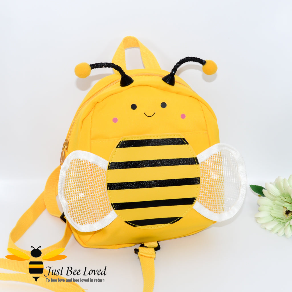 Toddler's yellow bumble bee safety harness school backpack