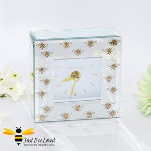 Glittering Queen Bee Glass Mirrored Mantel Clock from the Leonardo Collection