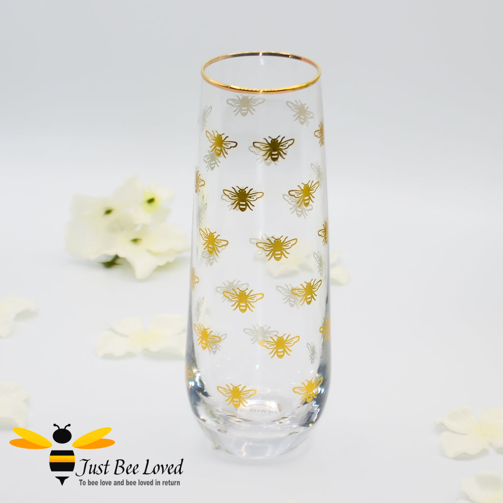 Glittering Queen Bee Glass Stemless Champagne Flute in Matching Gift Box from the Leonardo Collection