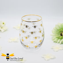 Load image into Gallery viewer, Glittering Gold Queen Bee Stemless Wine Glass from the Leonardo Collection