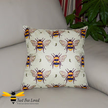 Load image into Gallery viewer, Bumblebees printed on cotton linen scatter cushion
