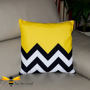 Black and yellow zigzag pattern pillow scatter cushion bee inspired