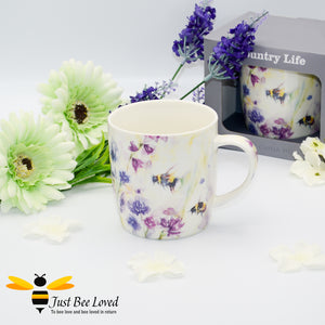 Watercolour Bumblebees Fine China Coffee Tea mug from the Jennifer Rose Country Life collection