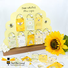 Load image into Gallery viewer, Sentimental wooden mini sign cards with bee related messages and designs