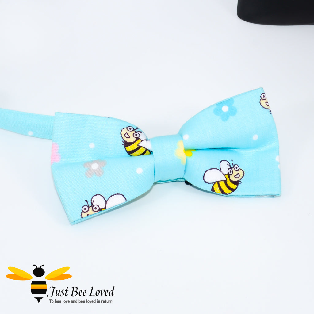 Boy's bee pre-tied cotton bow ties in blue.