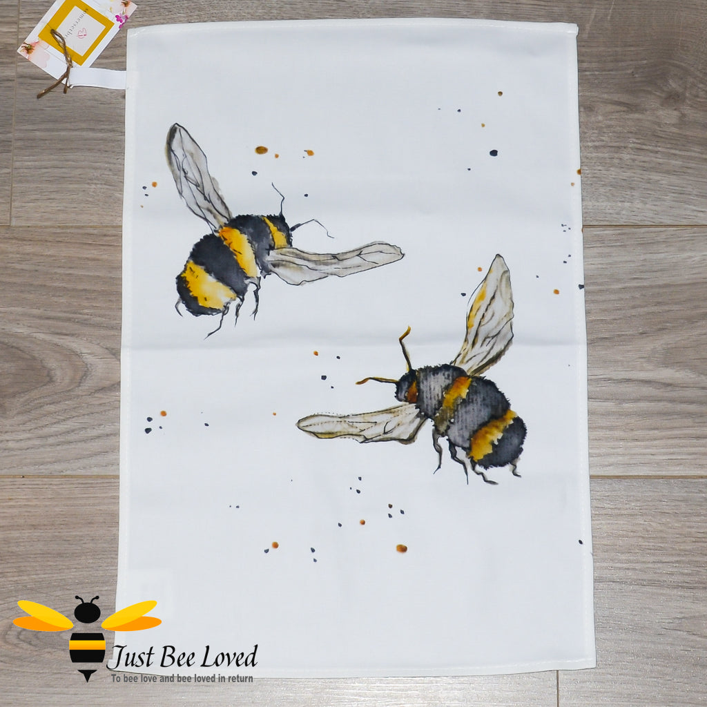 Joanna Williams Somersetbrush cotton bumble bee tea towel