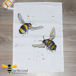 bee print cotton tea towel by British artist Joanna Williams