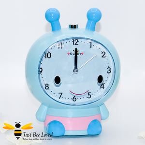 Children's sweet bee musical alarm clock in blue