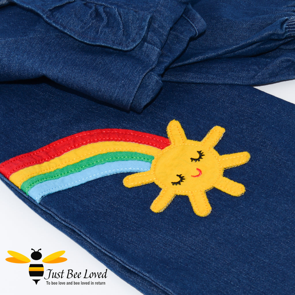 Girl's denim long sleeved dress with bumble bee