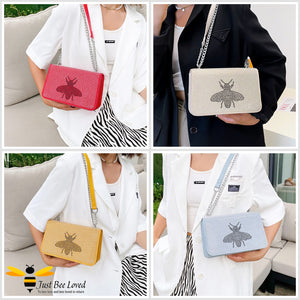 Diamante Embellished Bee Handbag - 6 Colours