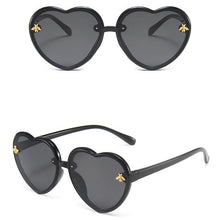 Load image into Gallery viewer, Girl&#39;s heart shaped black sunglasses with bees decoration