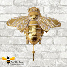Load image into Gallery viewer, Large distressed gold effect bee wall hanging hook