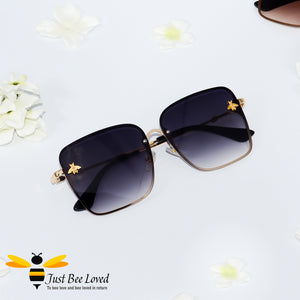 Square rimless bee sunglasses in gradient black lens colour