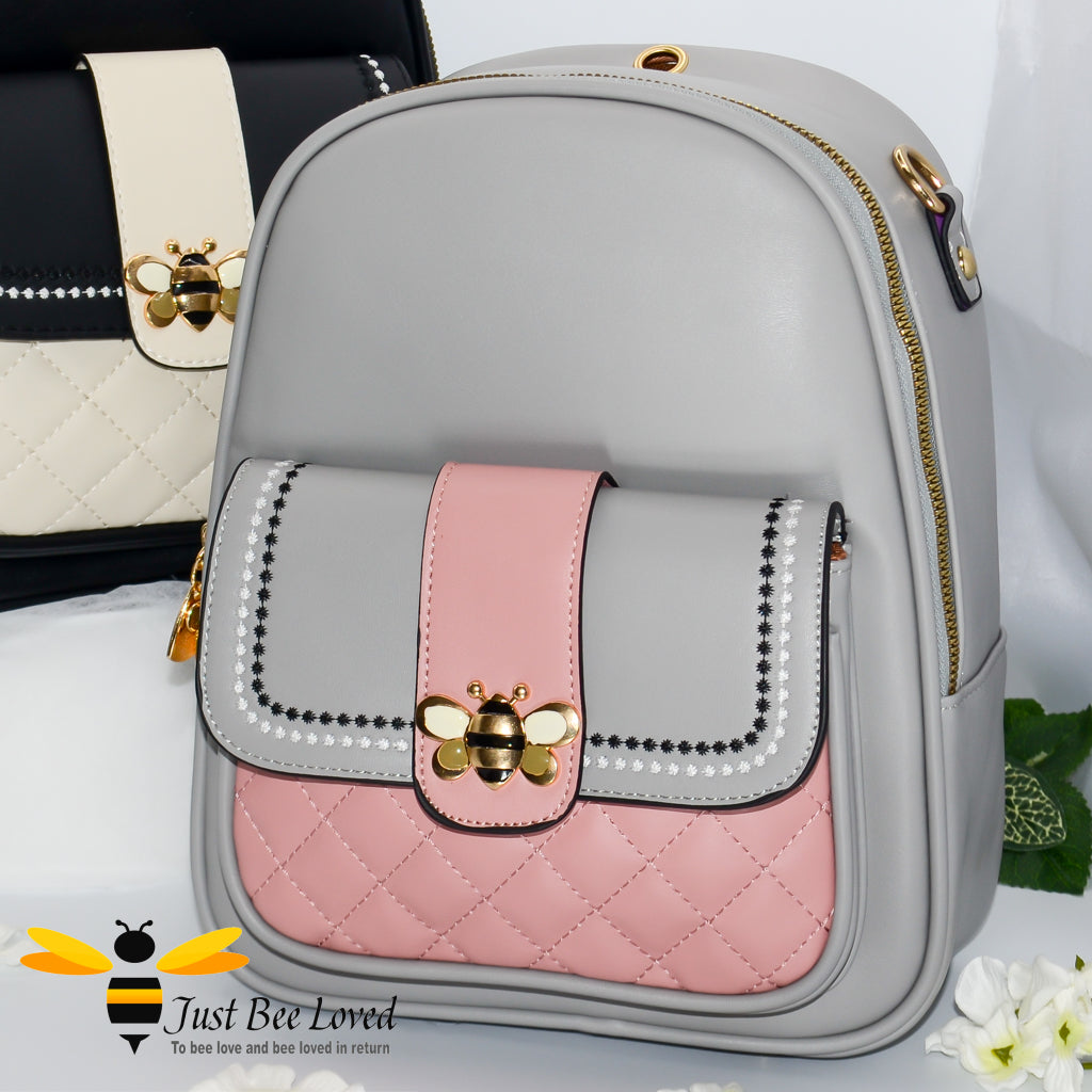bumblee leather backpack Faux Leather Bee Backpack