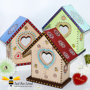 Original Mandala hand painted wooden birdhouse nesting boxes handmade by Just Bee Loved