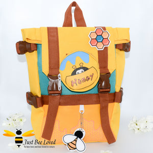 Japanese style children's honey and bee backpack school bag in yellow