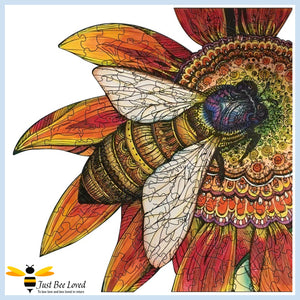 Honey Bee and sunflower shaped wooden jigsaw puzzle