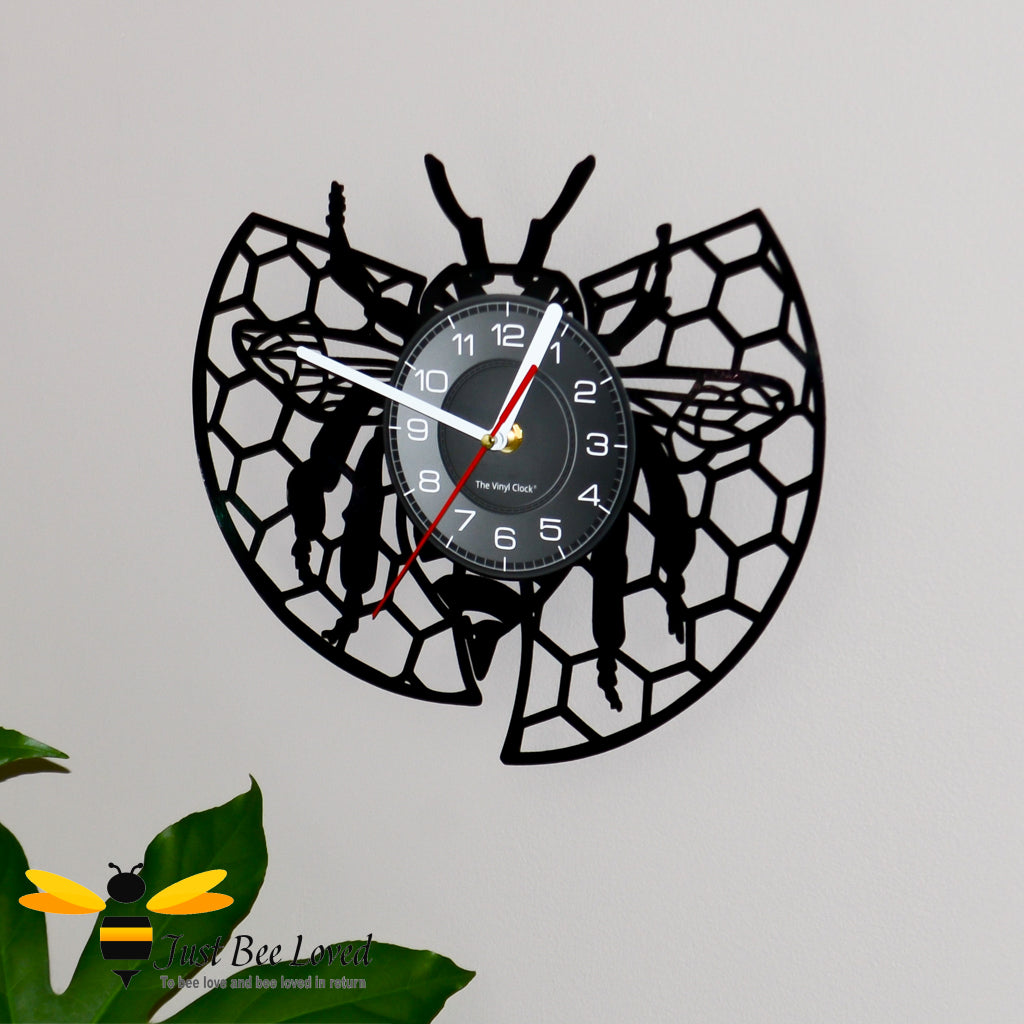 Honeycomb Bee Lattice Vinyl Record Wall Clock