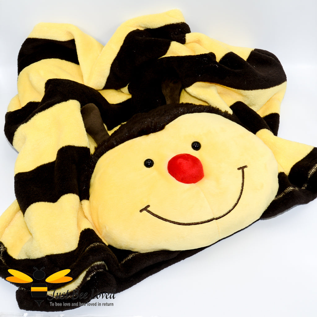 Original Pillow Pets Bumblebee Fleece Throw Blanket with pillow.