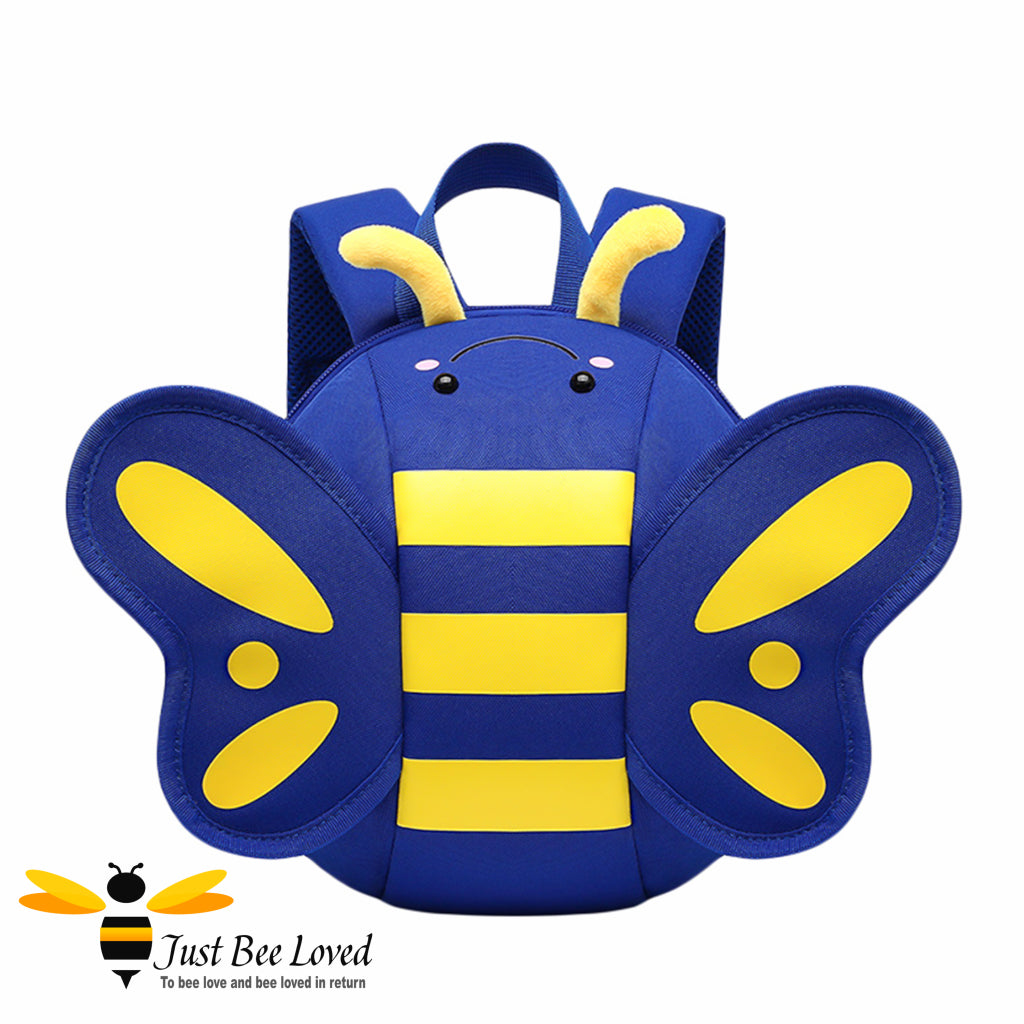 Child's bee backpack school bag in blue
