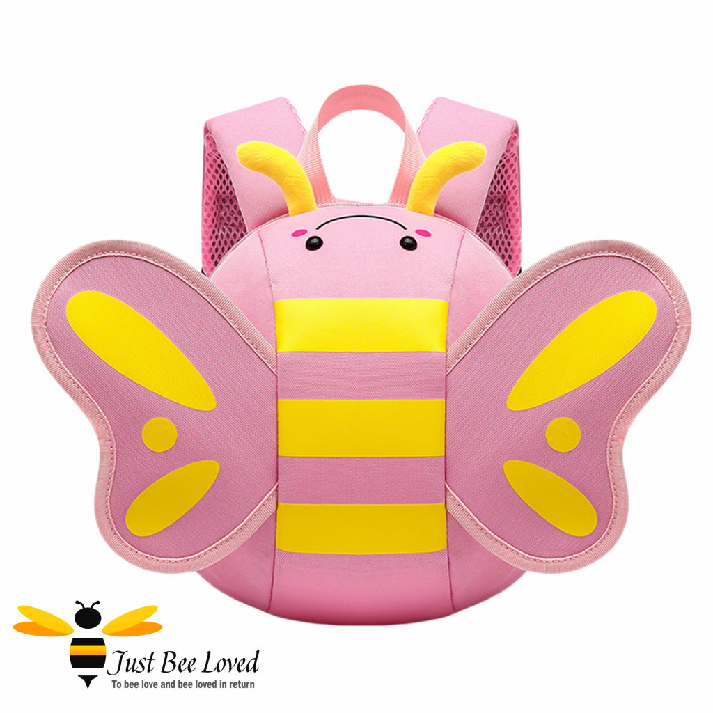 Child's bee backpack school bag in pink