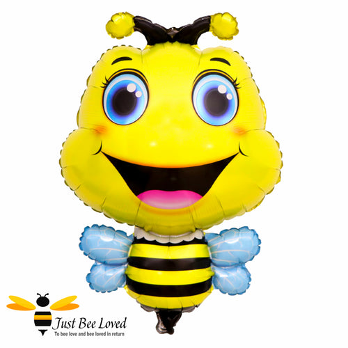 Jumbo sized yellow bee shaped foil balloon.