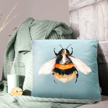Load image into Gallery viewer, Meg Hawkins Bumblebee scatter cushion in teal blue colour