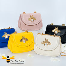 Load image into Gallery viewer, Faux Leather mini purse bag with gold bee decoration