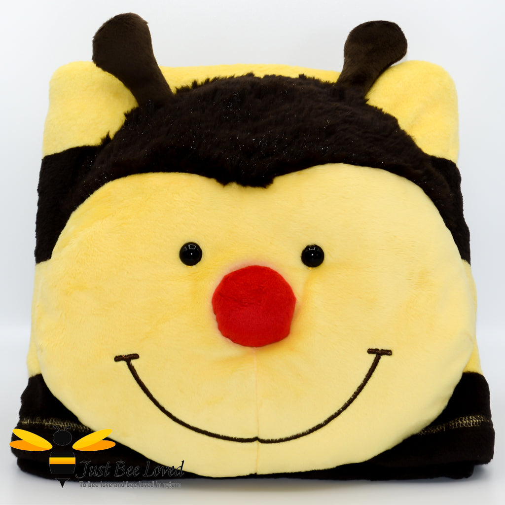 Original Pillow Pets bumblebee character fleece blanket with pillow.