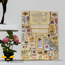 Load image into Gallery viewer, handmade large wedding bride &amp; groom mosaic clay plaque.  Personalised with the couple&#39;s married name and date of wedding., decorated with bees, sentimental messages