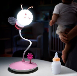 Children's bumble bee night light lamp in pink and white colours