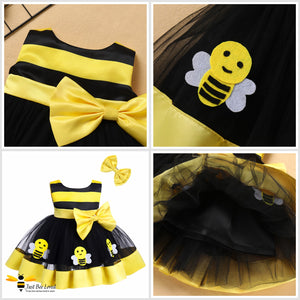 Sleeveless Princess Bee ball gown party dress in black and yellow