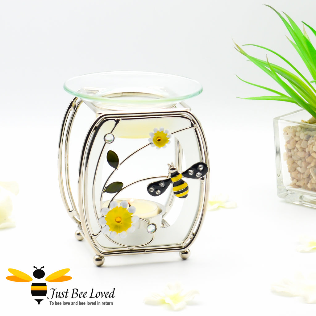 Glass and metal wire bee oil wax melt burner 
