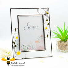 Load image into Gallery viewer, Frosted glass and wire metal detail of bee and flowers photo frame from the Sophia Classic collection