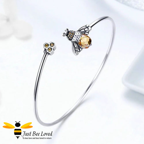 Sterling silver 925 honey bee open bangle