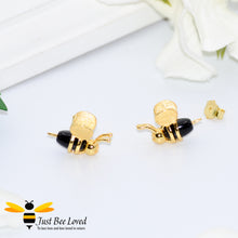 Load image into Gallery viewer, 3D Honey Bee Sterling Silver Stud Earrings, 18kt gold plated