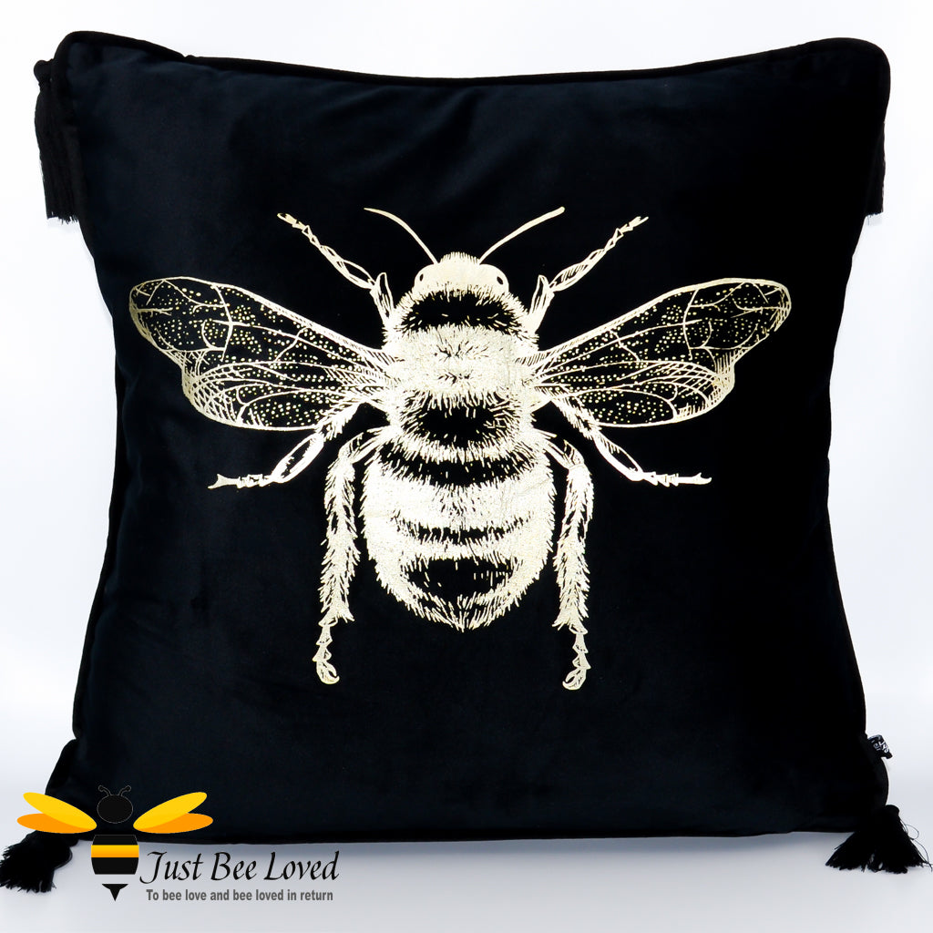 Temerity Jones Black Velvet Gold Bee scatter cushion